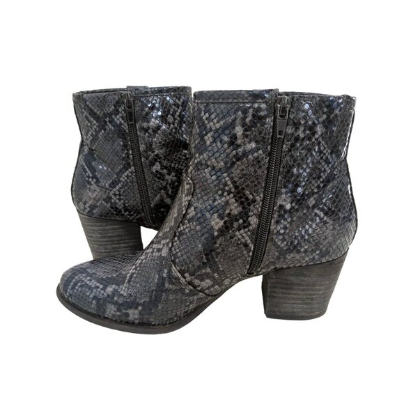 Carlos Santana Ankle Boot Womens 8.5 Black Gray Snakeskin Western‎ Heeled Rowan - Picture 5 of 9